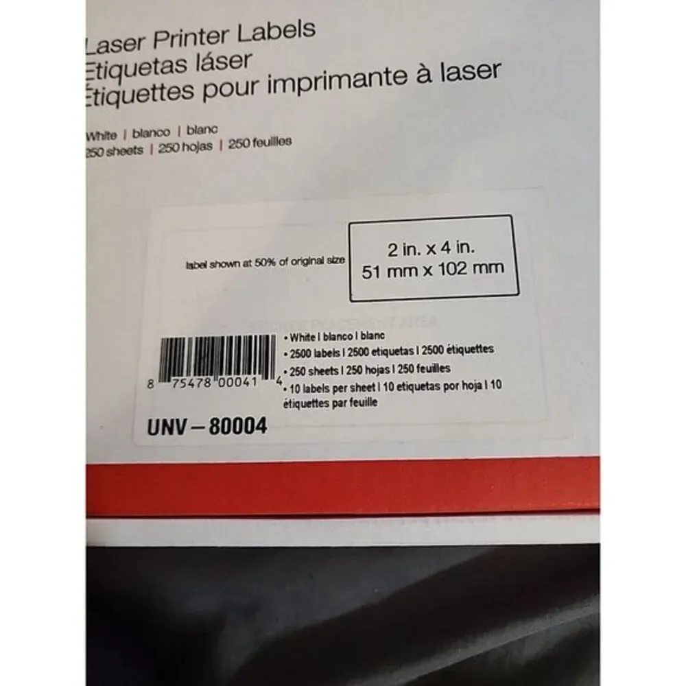 Incomplete Universal Office‎ 80004 Laser Printer Permanent Labels, 2 X 4, White